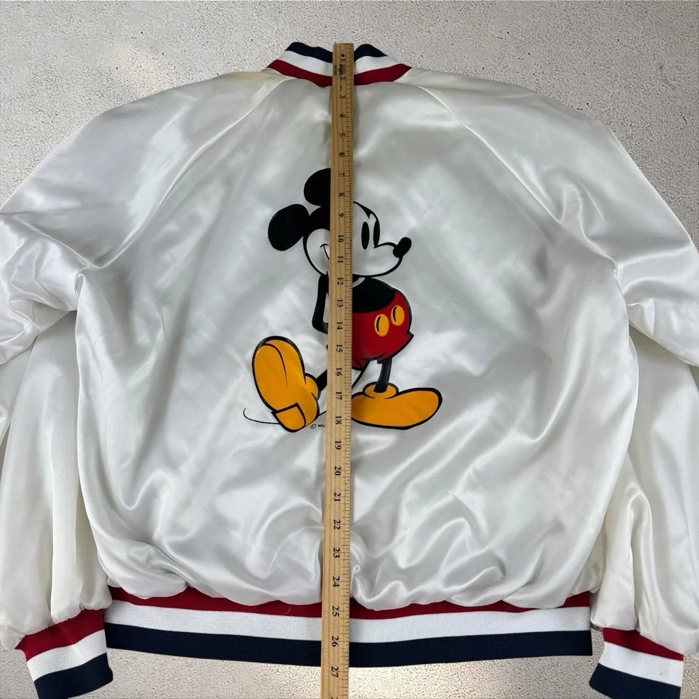 Vintage Chalk Line Mickey Mouse Satin Bomber Jacket Mens XL 80s 90s USA
